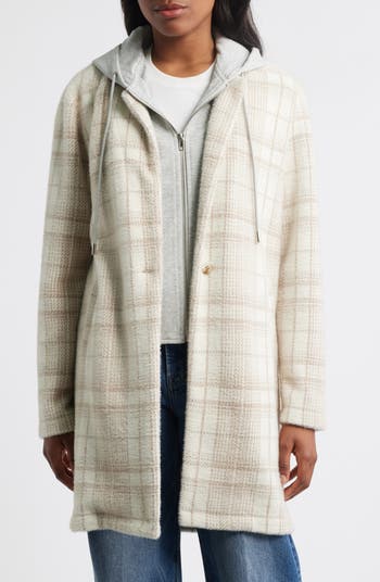 Plaid Coat with Bib Hoodie