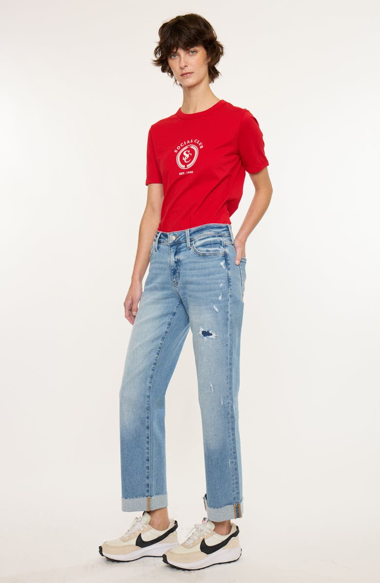 KanCan Rocio Essentials Mid Rise Crop Straight Jeans, Alternate, color, Medium Wash