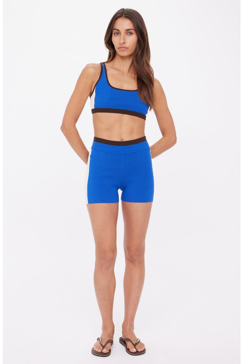 Montage Rory Scoop Neck Knit Sports Bra, Alternate, color, BLUE