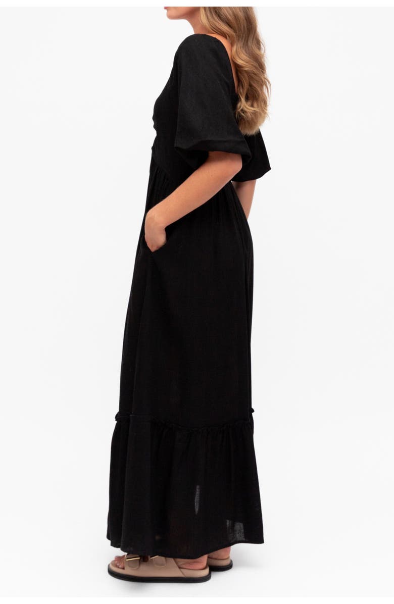Label of Love Puff Sleeve V Neck Maxi Dress, Alternate, color, Black