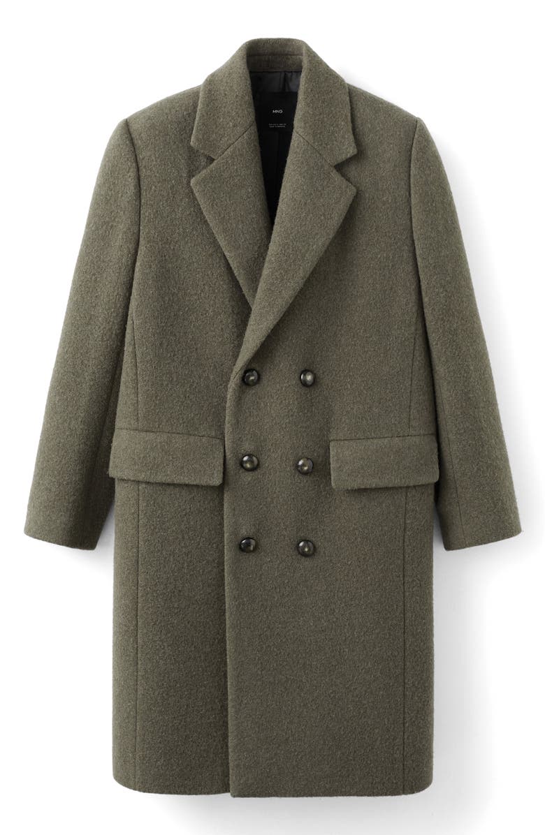 MANGO Double Breasted Wool Blend Coat, Alternate, color,