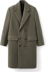 MANGO Double Breasted Wool Blend Coat