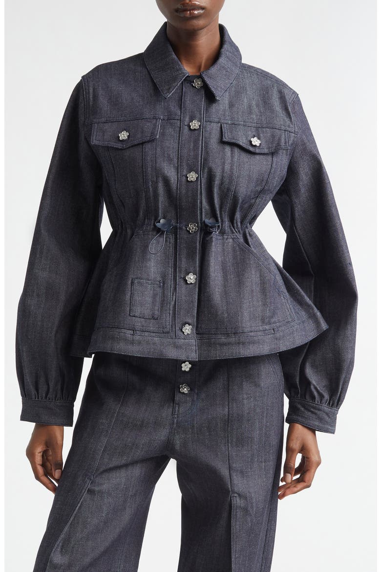 CBCandida Denim Peplum Jacket, Main, color, INDIGO DENIM