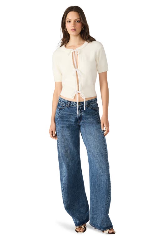 Steve Madden Sereia Tie Front Crop Cardigan In White