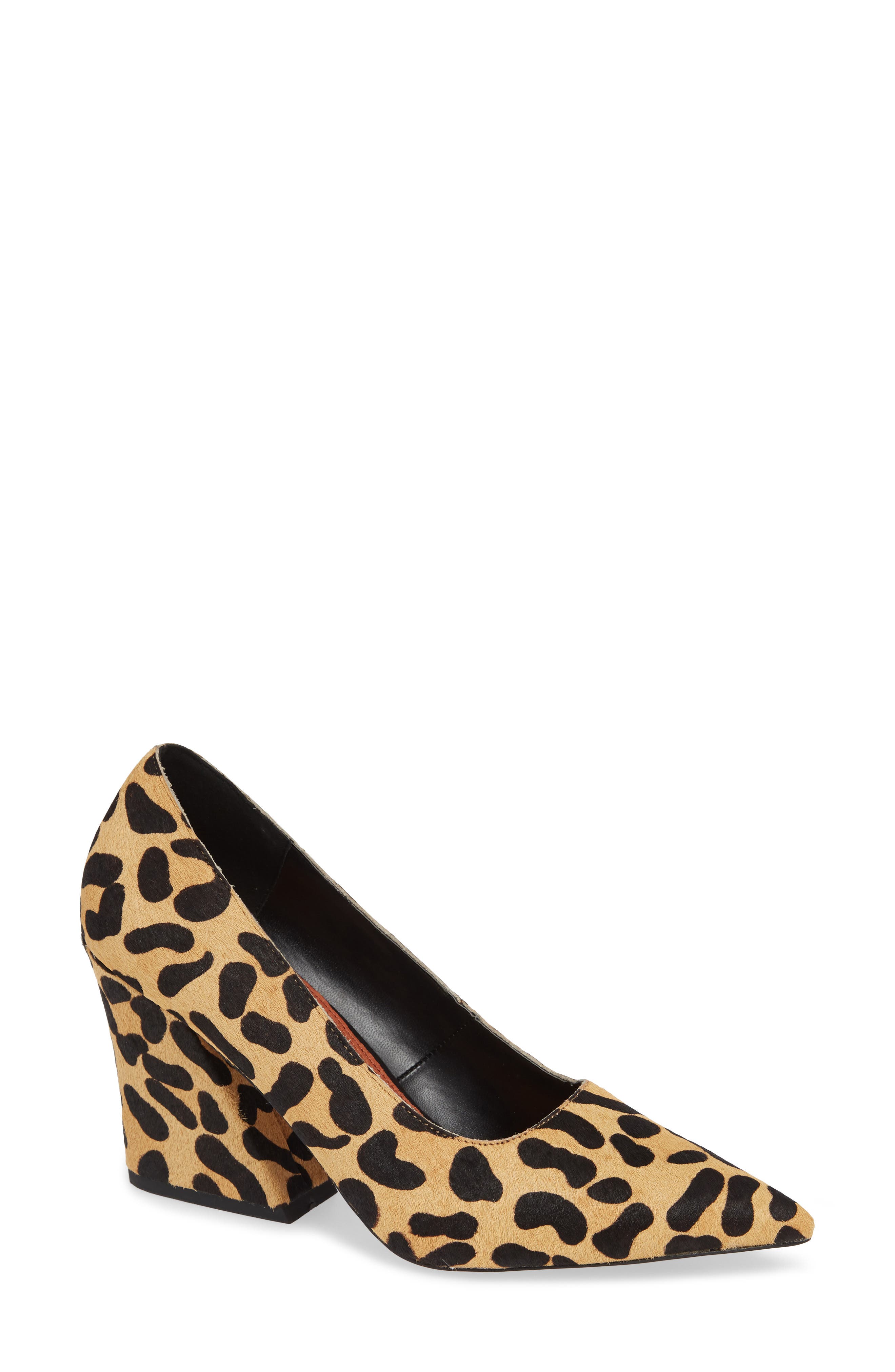 Ginny Flare Genuine Calf Hair Block Court Shoe, Main, color, LEOPARD CALF HAIR