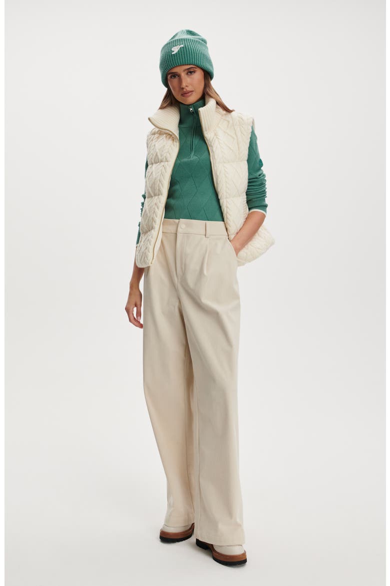 Irina Cable Quilted Puffer Vest, Alternate, color, EGRET