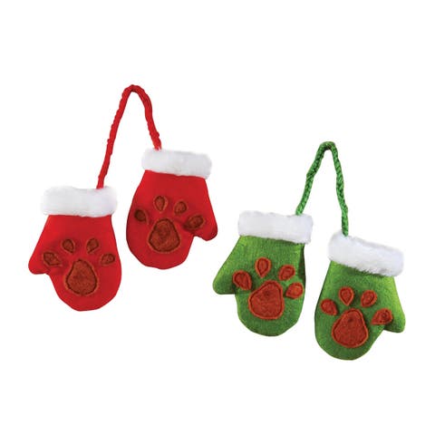 Santa Paws Pair Mittens Ornament A/2