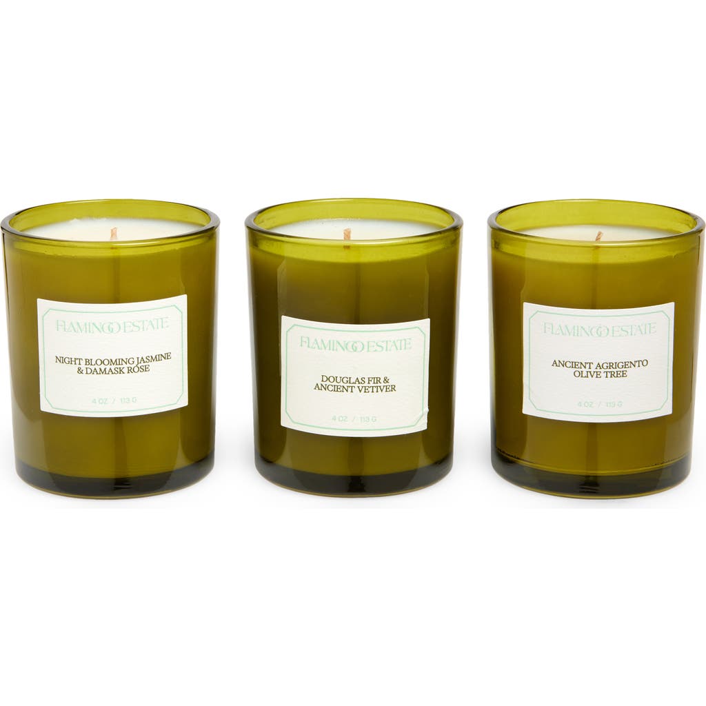 Flamingo Estate Mini Three Brothers Candle Set In Green