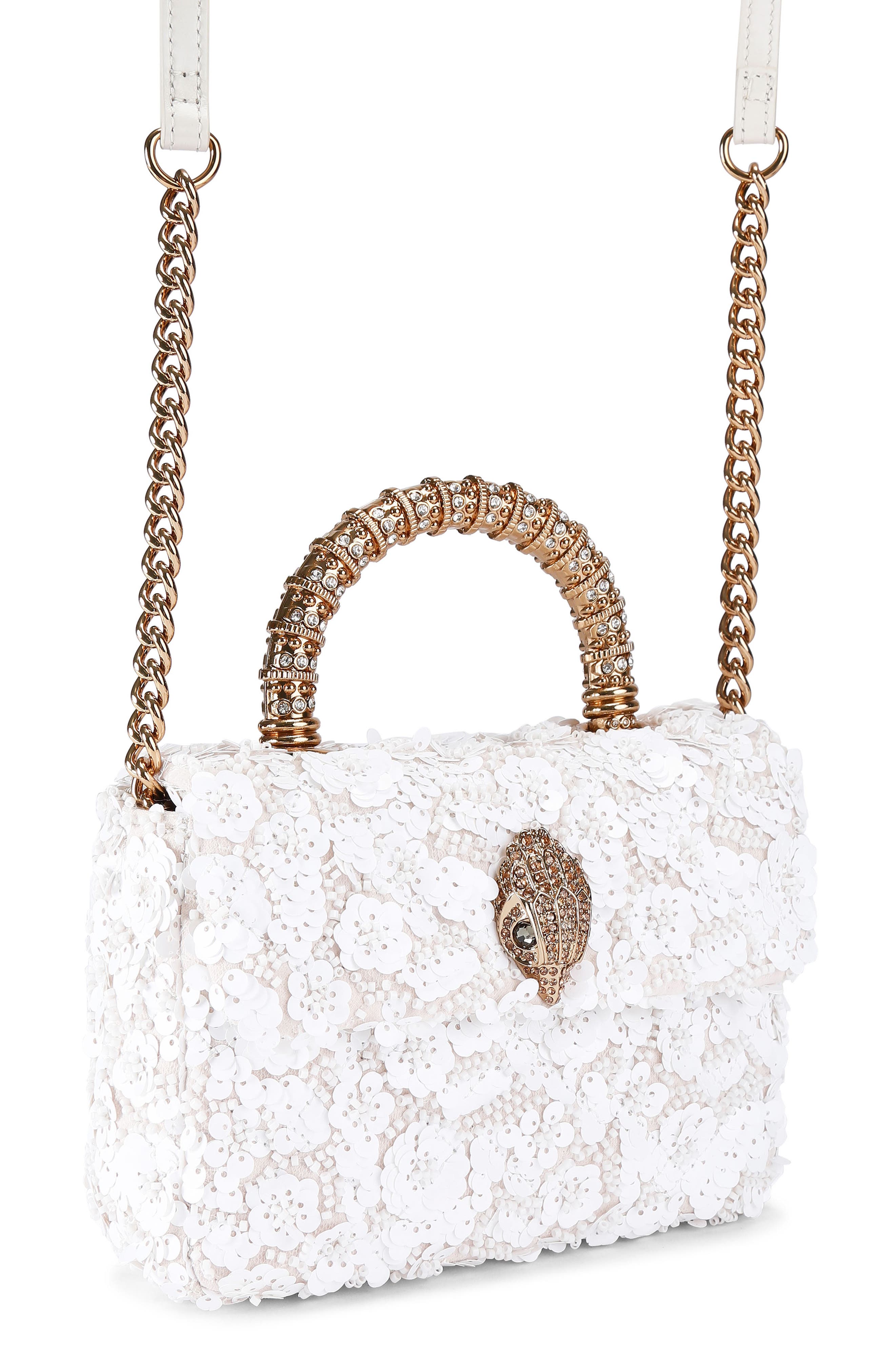 Kurt Geiger London Mini Kensington Sequin Top Handle Bag, Alternate, color, Open White