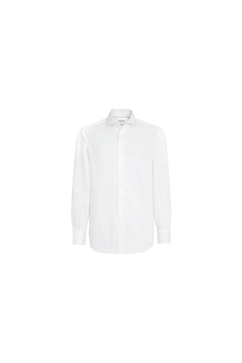Twill shirt with spread collar, Alternate, color, White