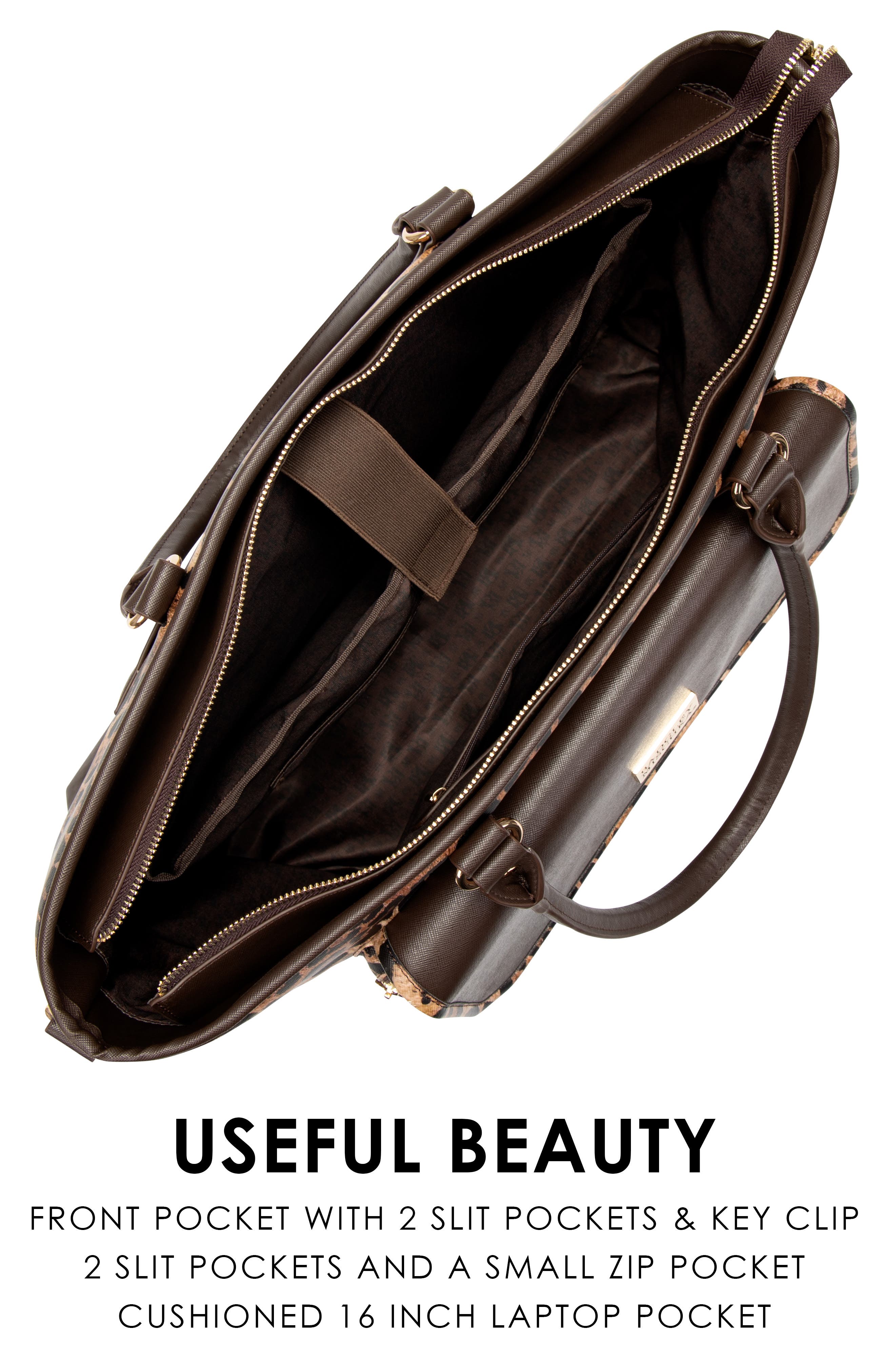 Leopard Lux Weekender Bag, Vegan Leather Duffel with Trolley Sleeve, Alternate, color, Leopard Lux