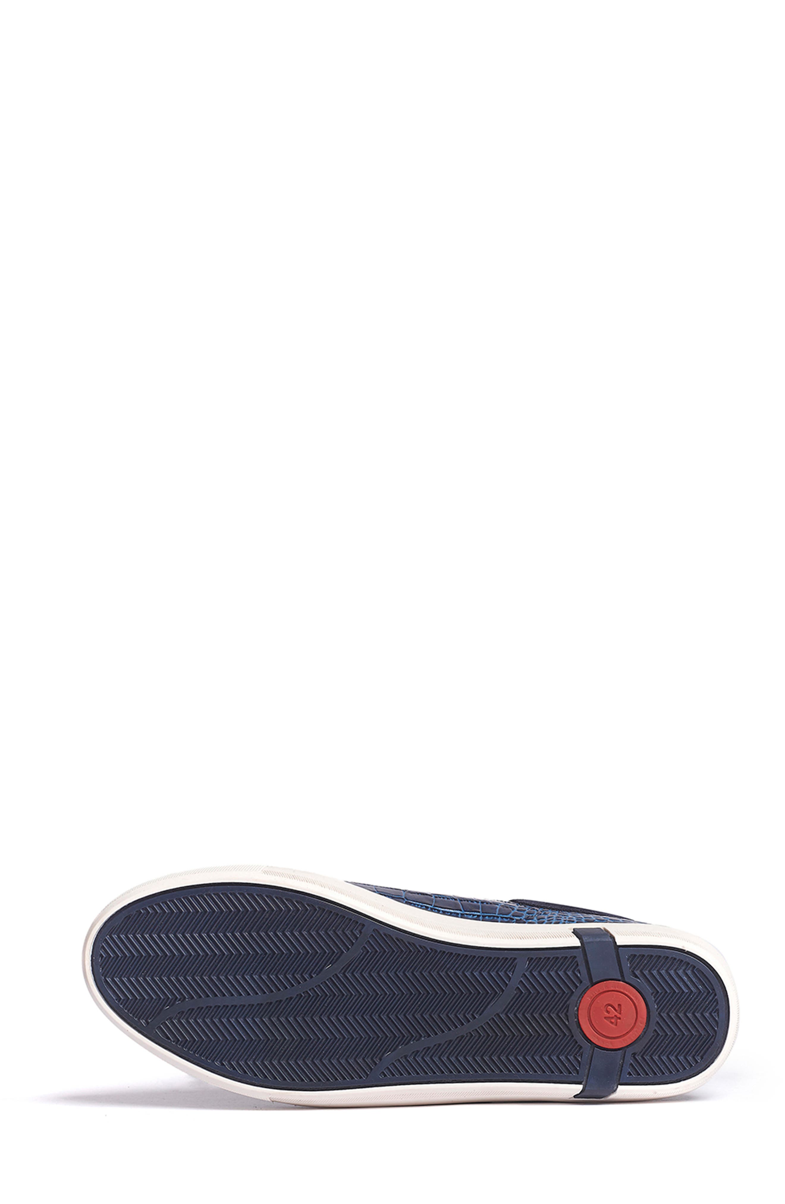 Walker Reptile Embossed Sneaker, Alternate, color, NAVY