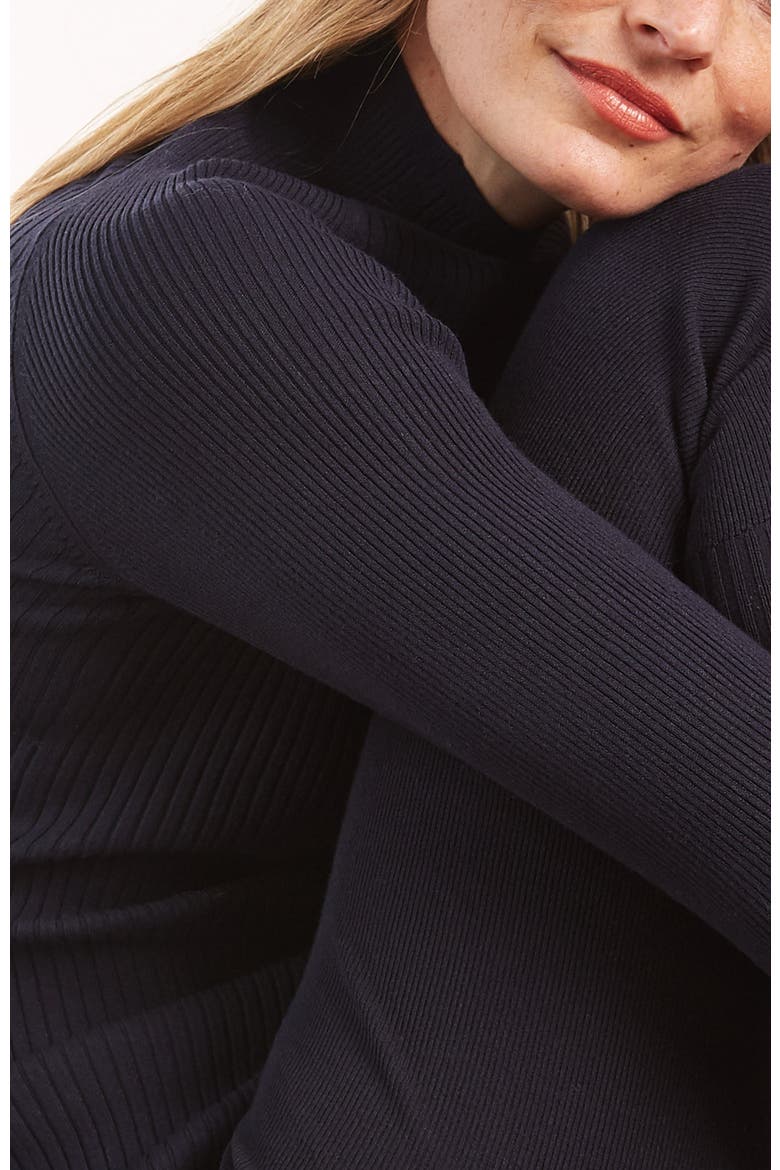 Classic Rib Mock Neck, Alternate, color, Midnight