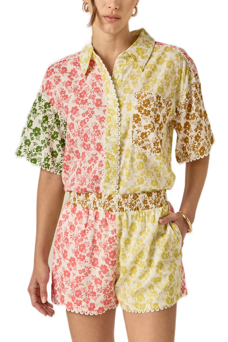 Colorblock Lace Trim Shirt, Main, color, MULTI
