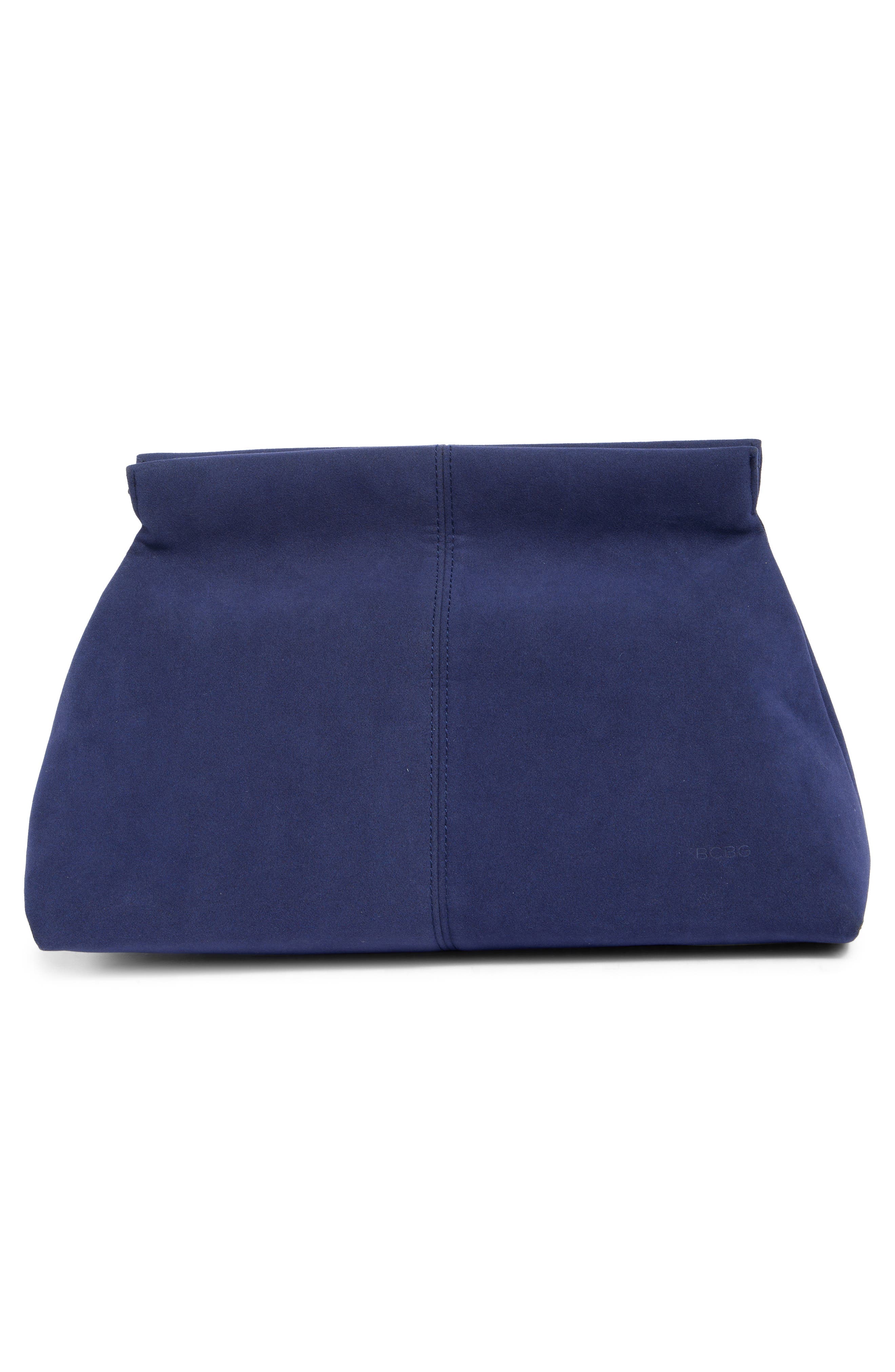 Faux Suede Clutch, Alternate, color, NAVY
