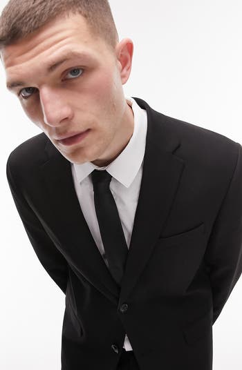 Skinny Fit Textured Two-Button Suit Jacket
