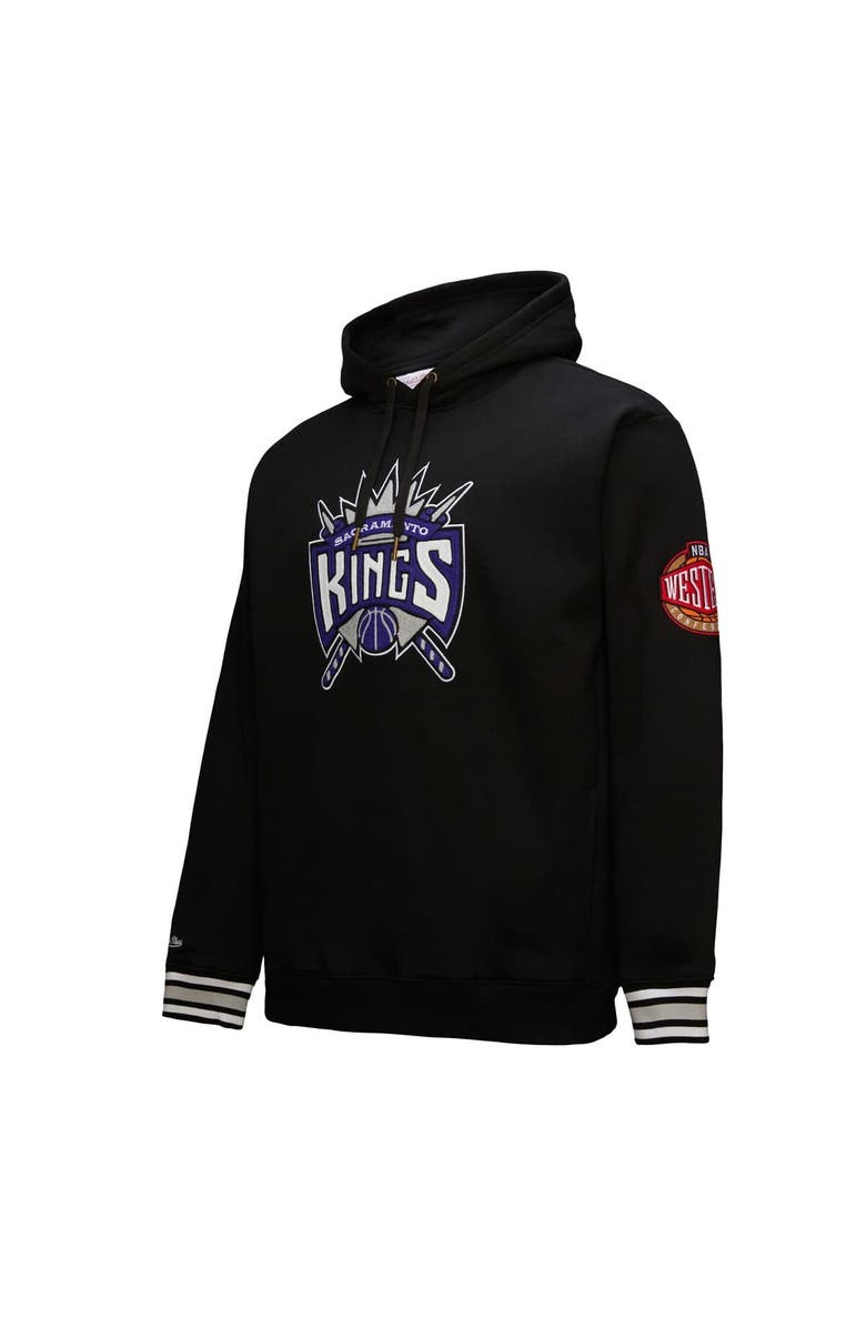 Mitchell & Ness Men's Mitchell & Ness Black Sacramento Kings Chainstitch Applique Vintage Heavyweight Pullover Hoodie, Alternate, color, 