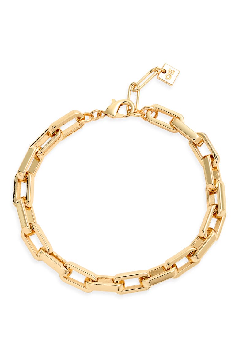 Curb Link Anklet, Main, color, GOLD