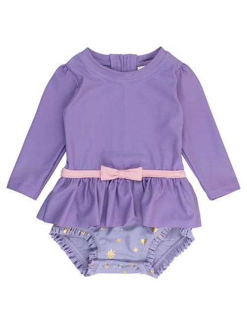 Rufflebutts Baby Girls Upf50+ Princess Long Sleeve Bow Skirted One Piece Swimsuit