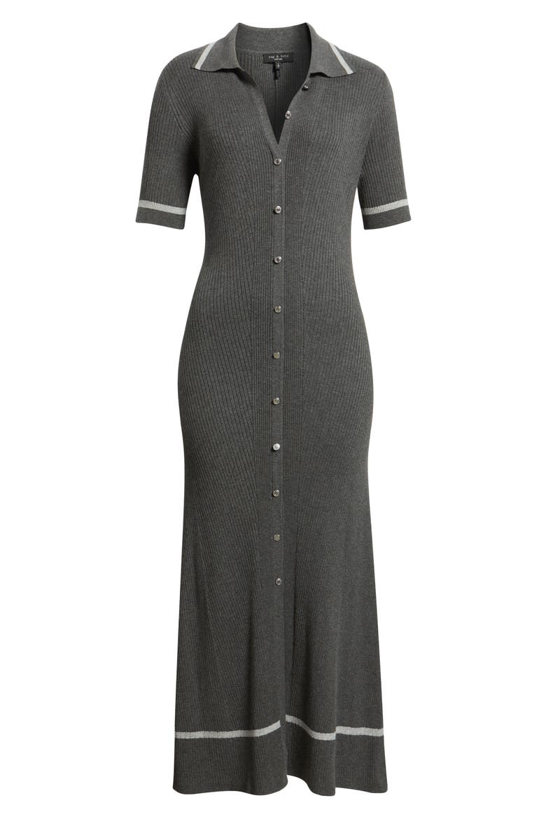 Kassy Tipped Polo Midi Dress, Alternate, color, CHARC