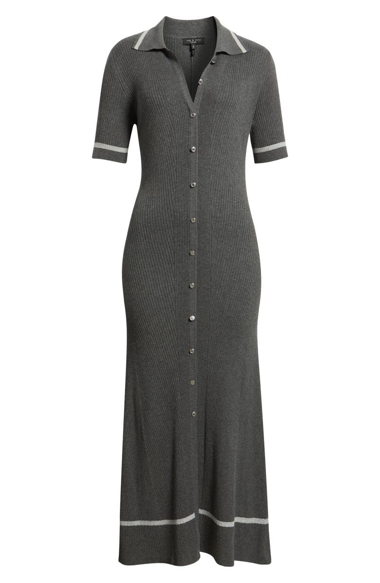 rag & bone Kassy Tipped Polo Midi Dress, Alternate, color, Charcoal