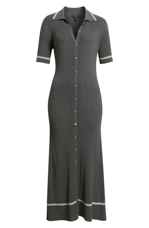 Rag & Bone Kassy Tipped Polo Midi Dress In Gray