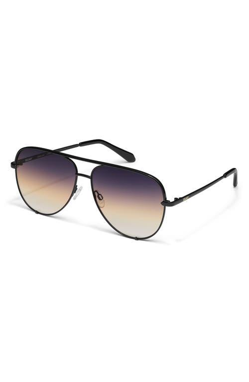 Quay High Key 62mm Oversize Aviator Sunglasses In Black/dusk Poppy
