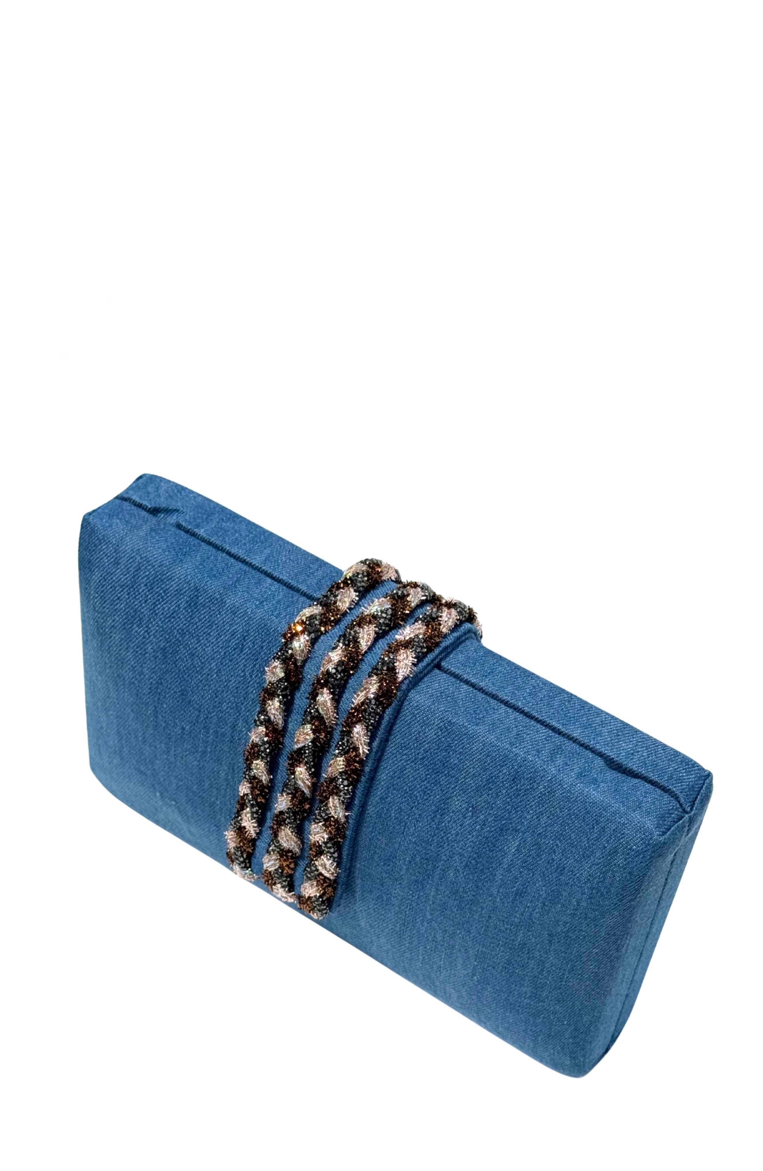 Denim Braided Fringe, Alternate, color, Denim