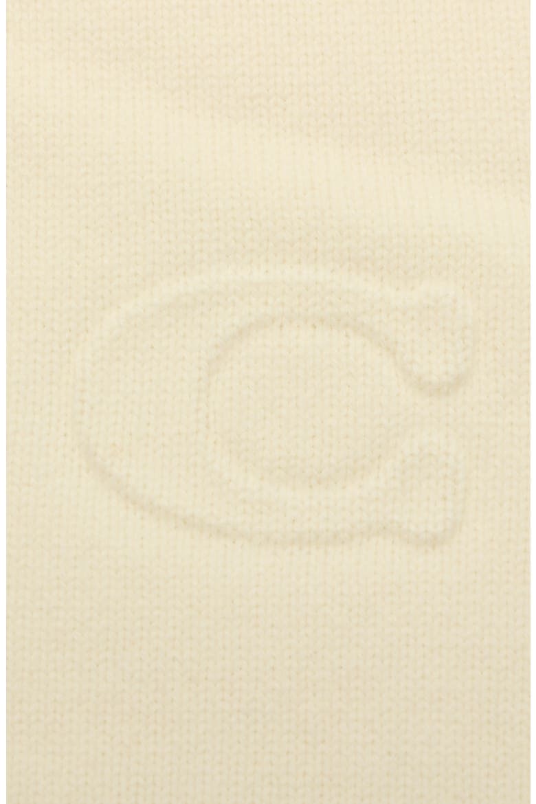 Embossed Logo Merino Wool Blend Scarf, Alternate, color, CHALK