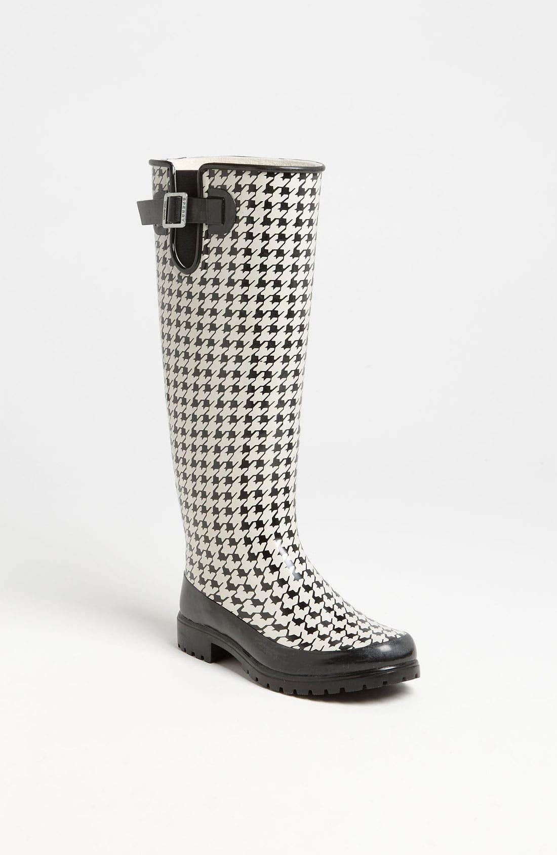 Sperry Top-Sider® 'Pelican Too' Rain Boot, Main, color, BLACK WHITE HOUNDSTOOTH