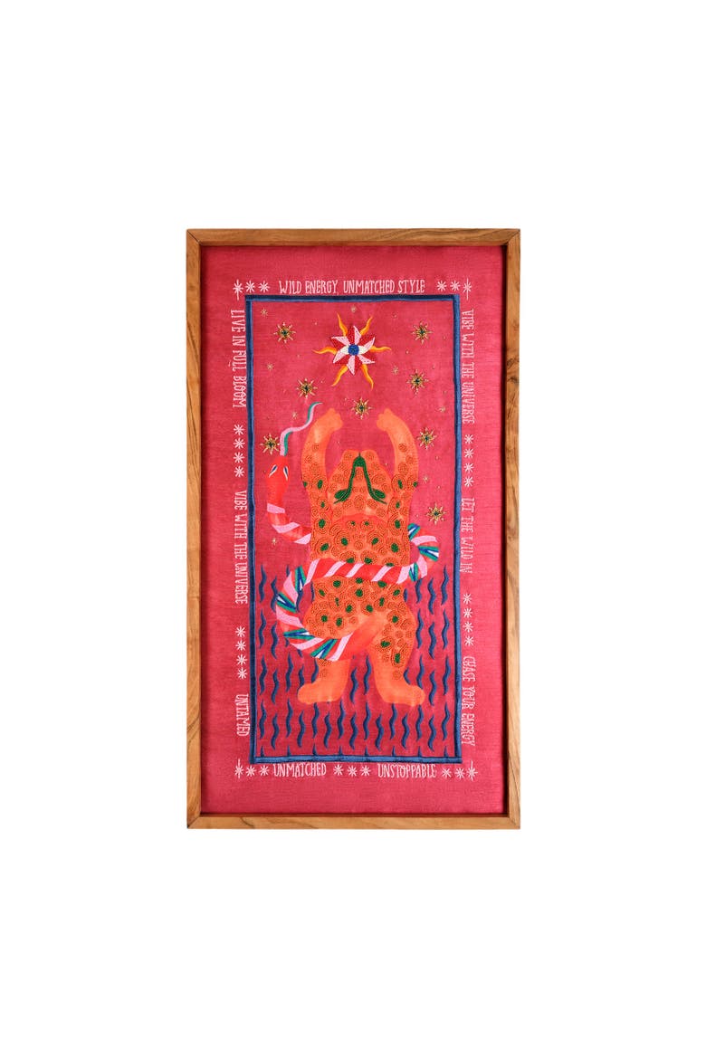 Dadri Handmade Snake Beaded Wooden Artisan Table, Main, color, Orange