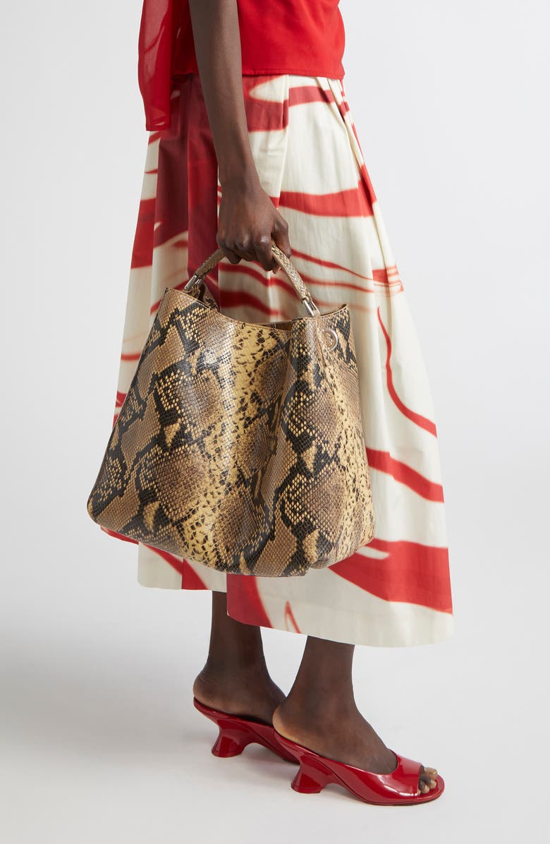 Dries Van Noten Python Print Leather Hobo Bag, Alternate, color,