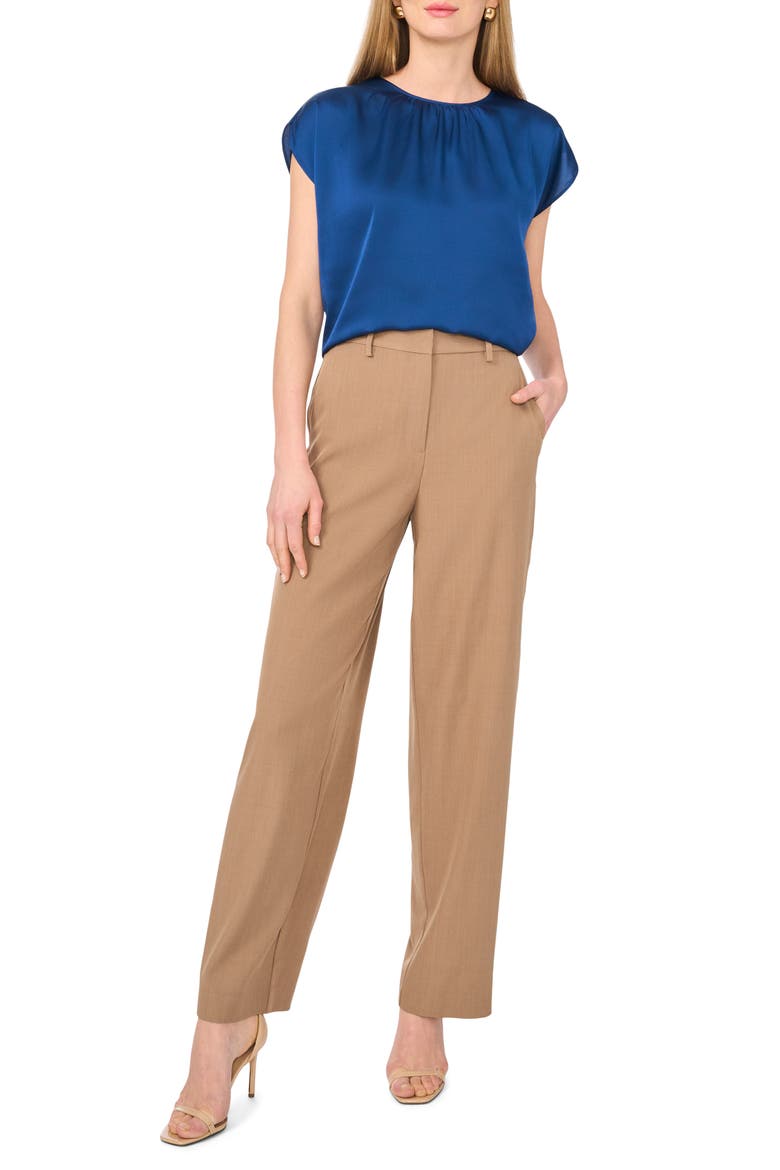Shirred Satin Top, Alternate, color, ESTATE BLUE