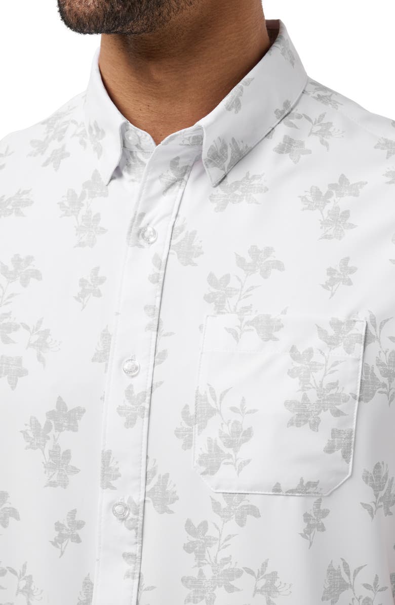 TravisMathew Mist On the Lake Short Sleeve Button-Up Shirt, Alternate, color, White
