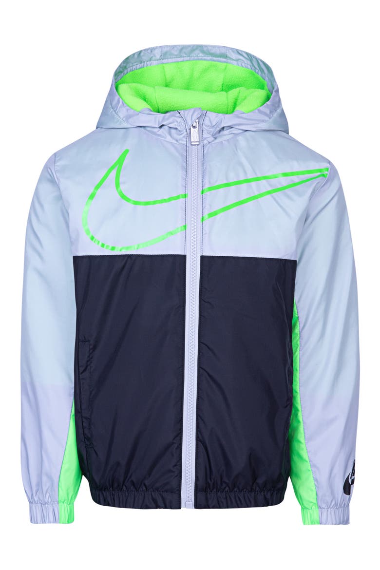 Kids' Swoosh Fleece Lined Windrunner Jacket, Main, color, WOLF GRAY