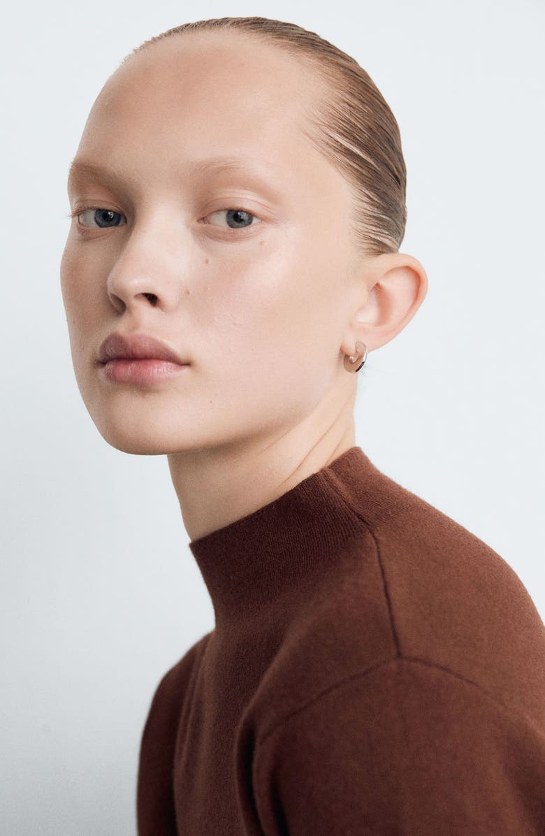 MANGO Funnel Neck Sweater, Alternate, color, Caramel