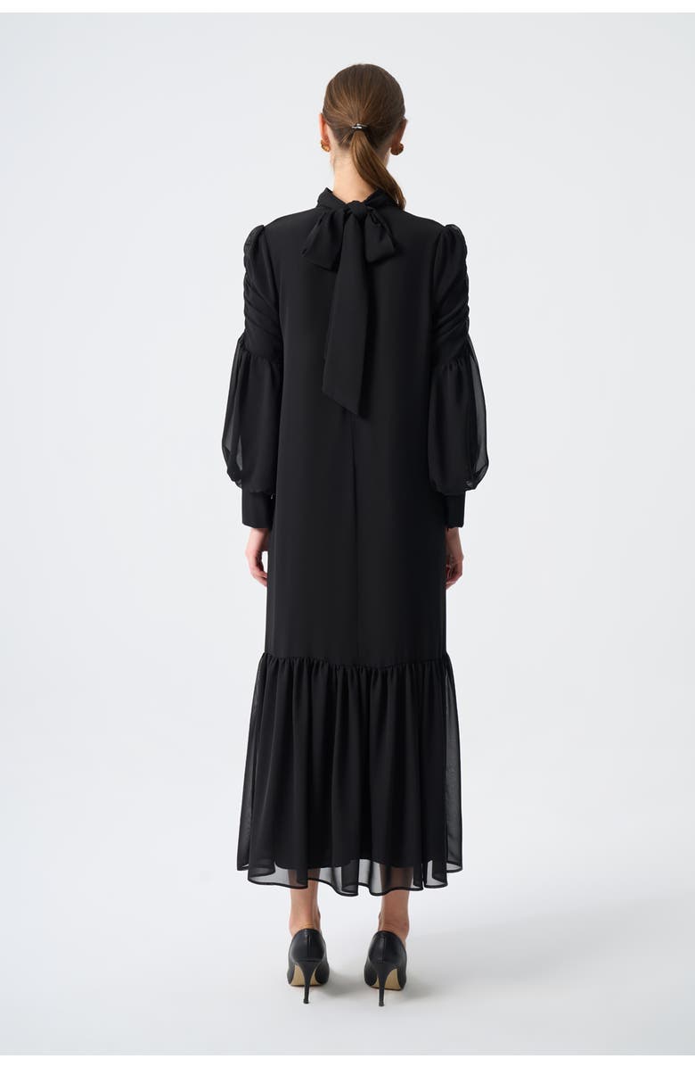 Mizalle Draped Chiffon Dress, Alternate, color, Black