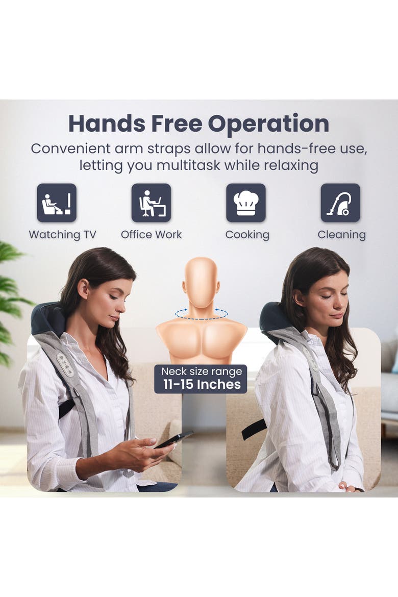 Wave Neck and Back Massager with App Control, Alternate, color, Blue