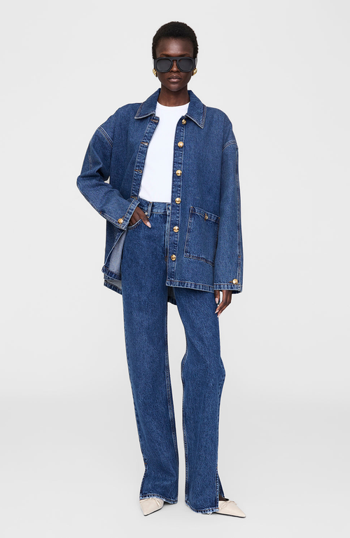 Anine Bing Womens Clean Indigo Denim Luca Relaxed-fit Denim Jacket In Blue