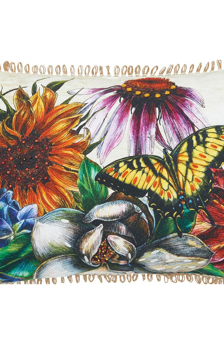 C&F Home Botanical Flowers & Butterfly HD Printed Cotton Blend Lumbar Accent Pillow 14" x 22", Alternate, color, Yellow