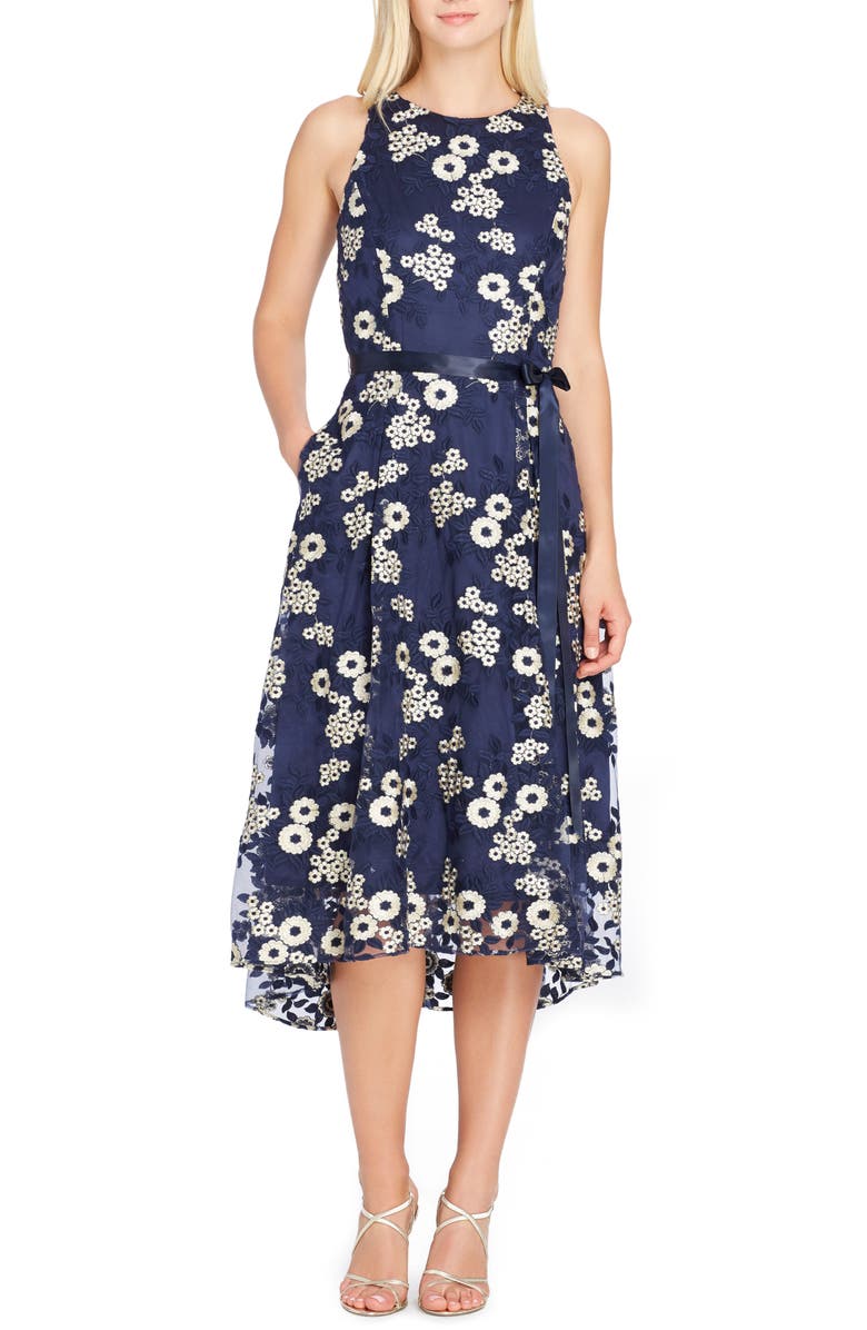 Tahari Floral Embroidered Dress, Main, color, 