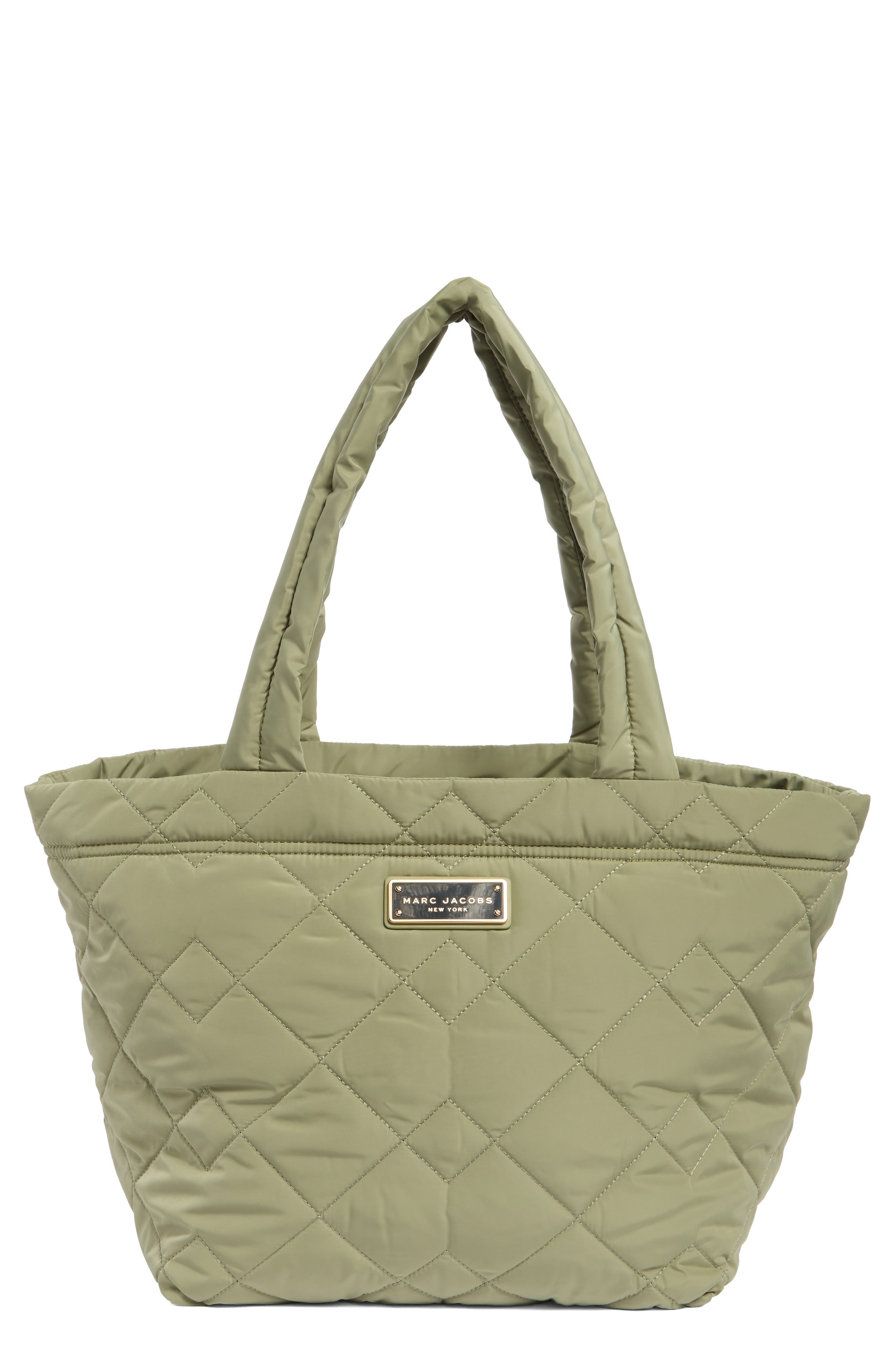 Medium Quilted Nylon Tote, Main, color, REED