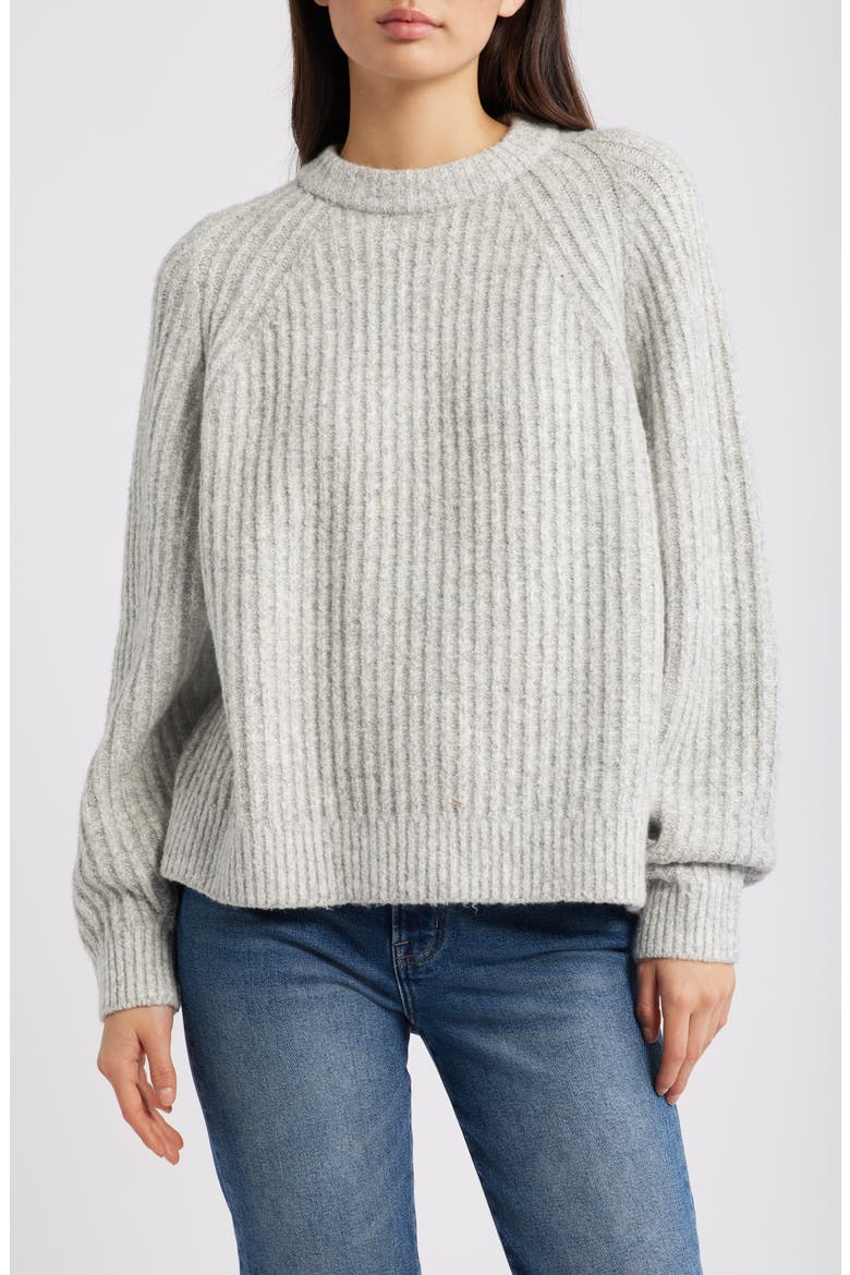 Rib Cotton Blend Sweater, Main, color, HTHR DUSK GREY MARL