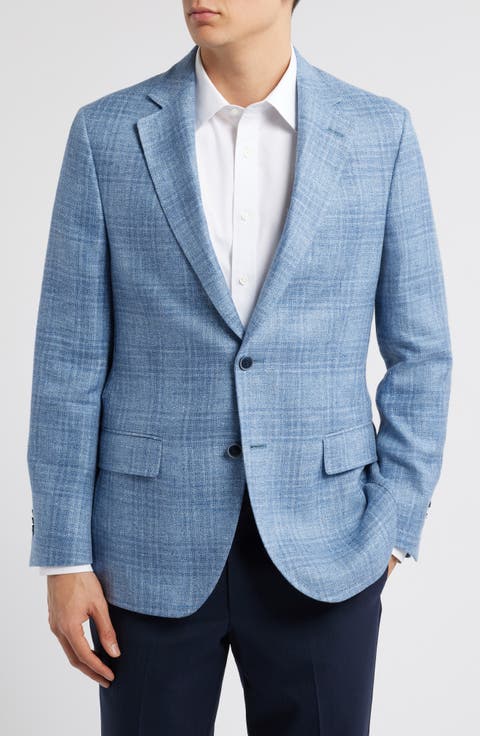 Hyperlight Soft Plaid Linen, Wool & Silk Sport Coat (Regular & Big)
