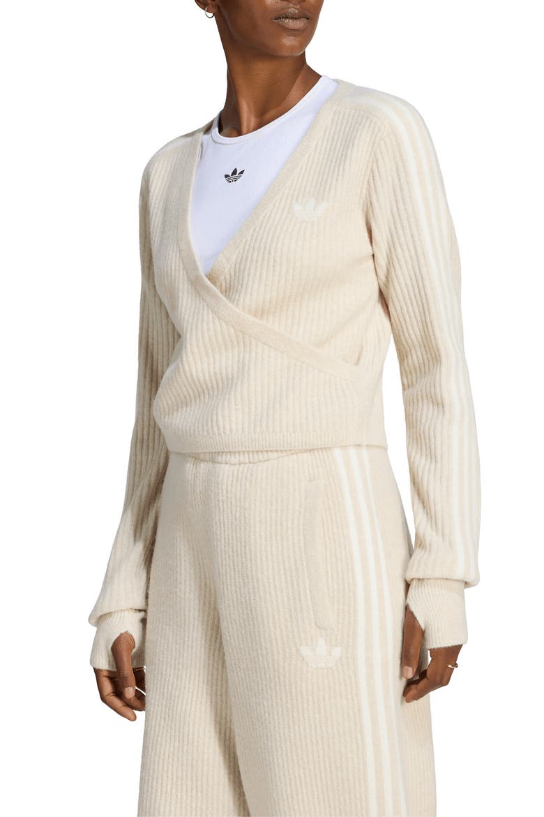 x Jennie Rib Surplice Cardigan, Main, color, CLEAR BROWN
