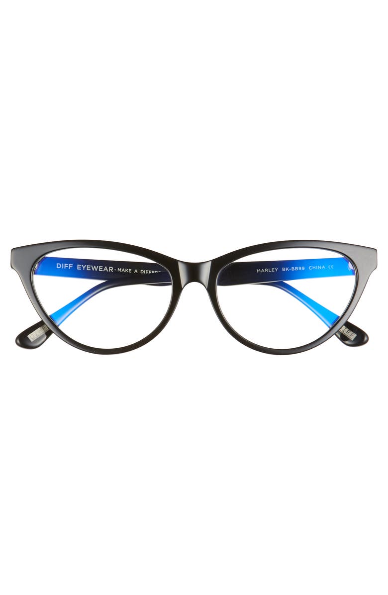 DIFF Marley 53mm Blue Light Blocking Cat Eye Glasses, Alternate, color, 