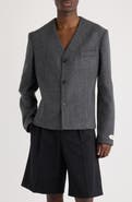 Jacquemus La Veste Sera Fitted Collarless Virgin Wool Blend Blazer