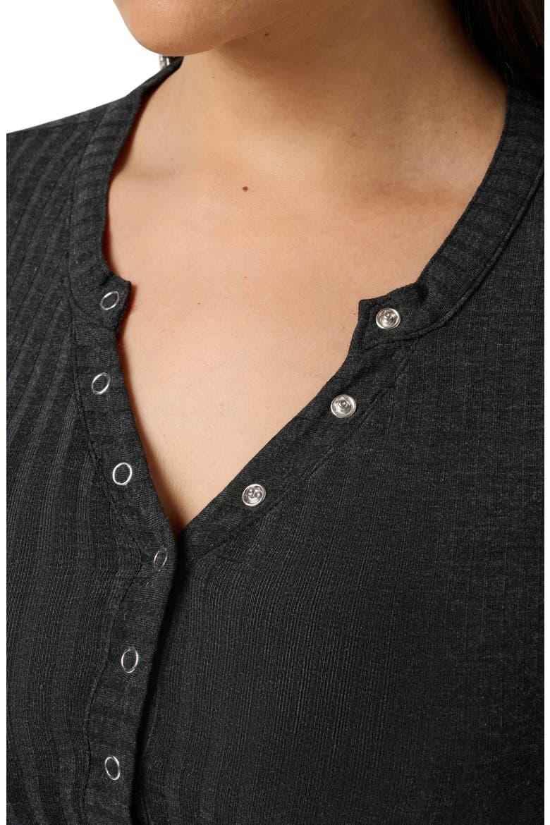 Cloud Rib Henley, Alternate, color, HEATHER BLACK