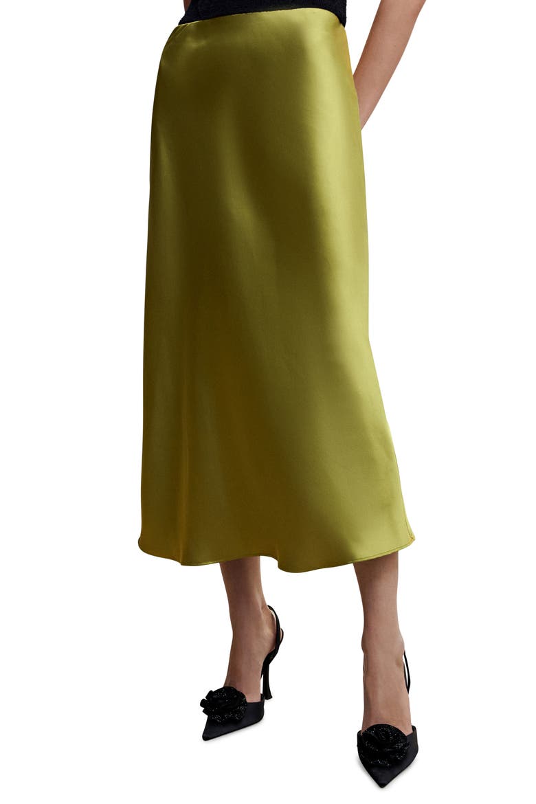 Satin Skirt, Main, color, GREEN