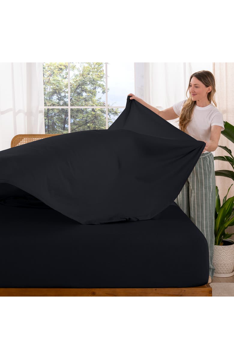 Bare Home Organic Cotton Jersey Sheet Set, Alternate, color, Black